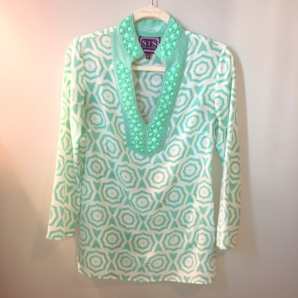 Sail to Sable XS Silk teal tunic 0 2